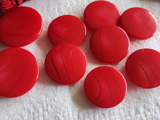 Lot 9 boutons vintage vague rouge pied  2,1 cm (7) et  2,6 cmc (2) ref 1123