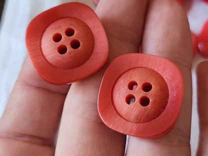 Lot 10 boutons vintage rouge rosé mat 2,4 cm ref 6005