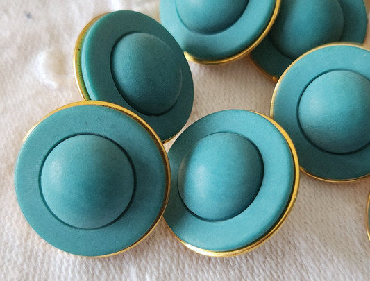 Lot 9 boutons vintage  bleu mat turquoise monture metal 1,7 cm ref 5979 pied