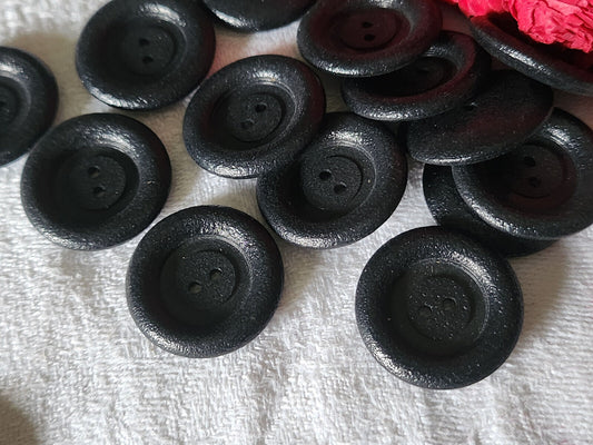 Lot 14  boutons vintage noir lumineux effet tecturé 2,2 cm ref 2853
