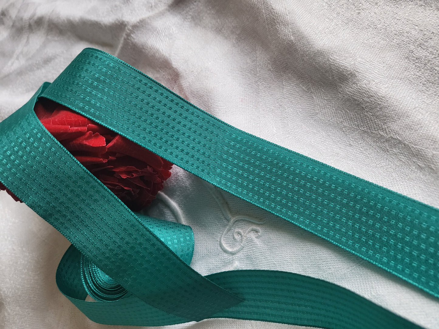Ruban large petit point vert 2 mètre 95 sur  2,4 cm T15-31