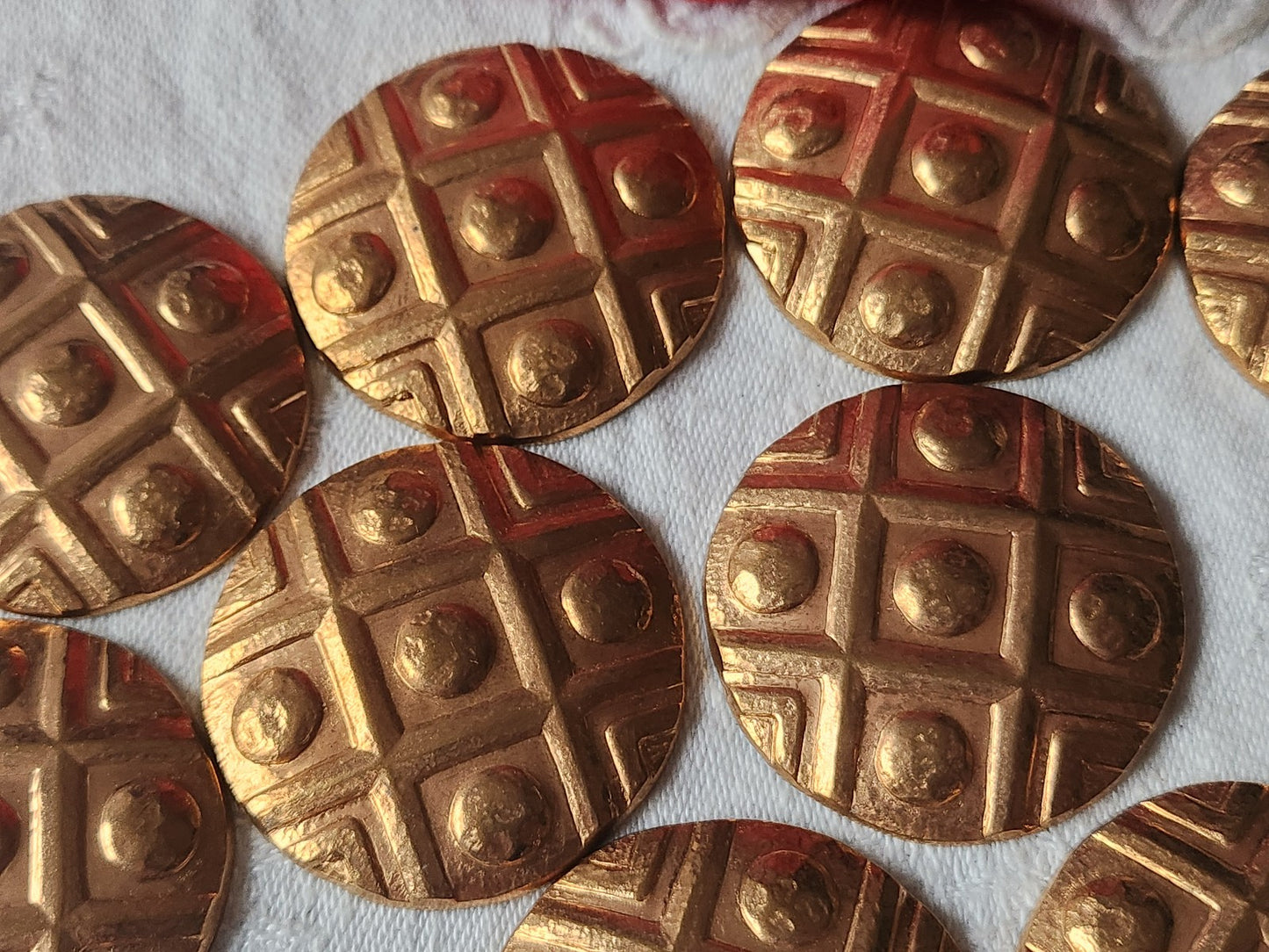 lot 10 gros ornements anciens en cuivre style cabochon pendant année 50 ref 3424