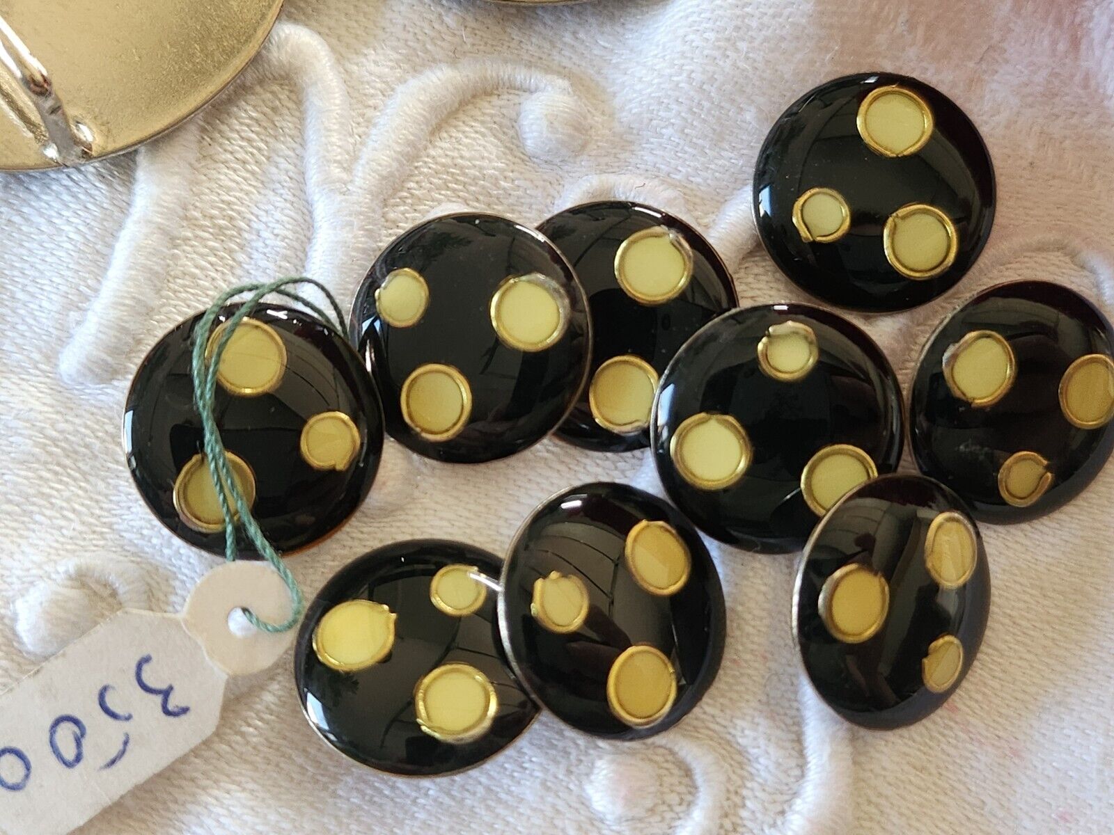 Rare Boucle de ceinture avec ses 10 boutons assortis noir métal ref 0034