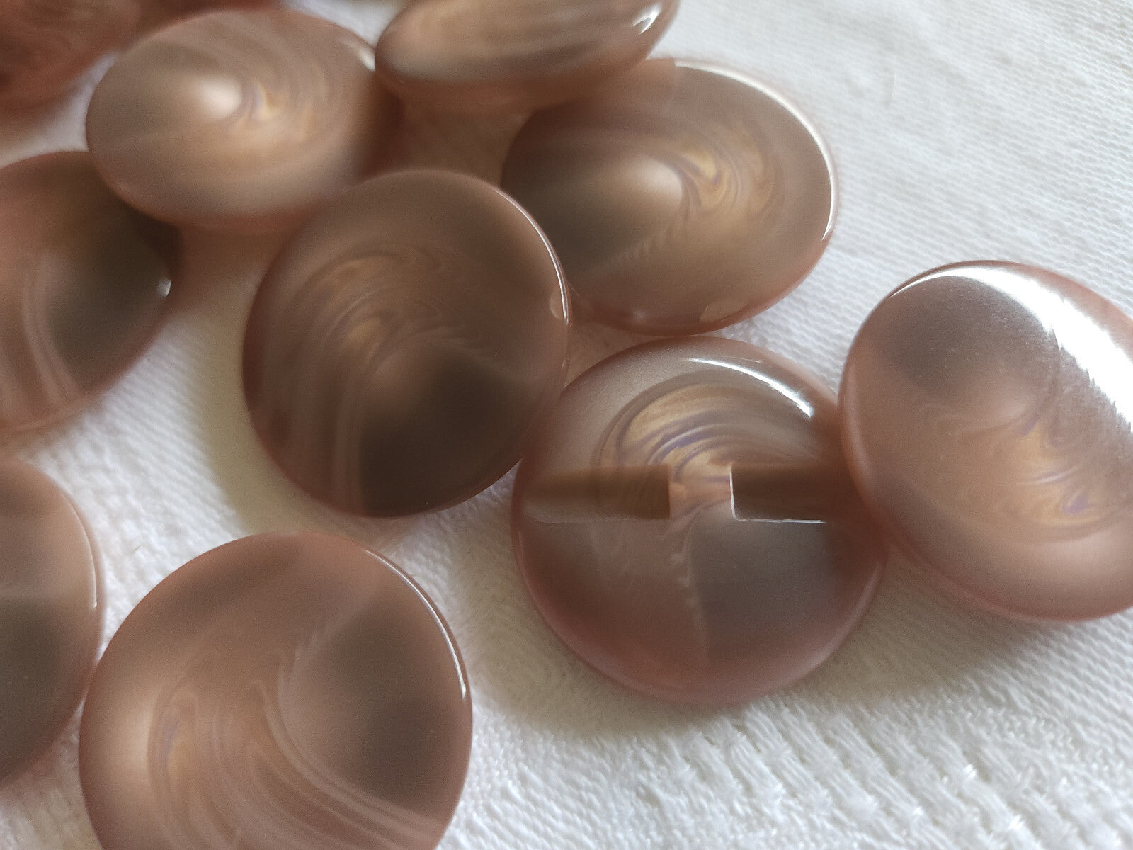 Lot 6 gros boutons vintage rose scintillant superbe  pied 2,7 cm ref 0022