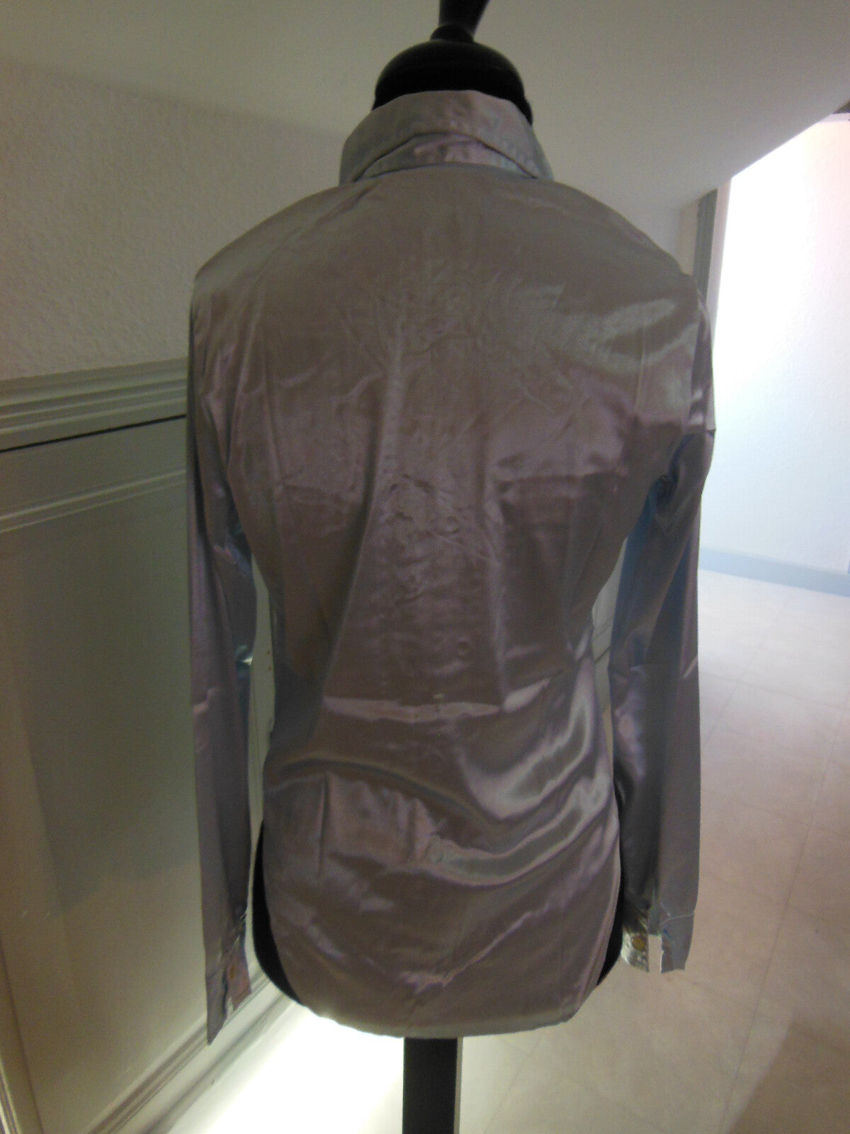 Pur vintage ancienne chemise argenté lumineuse grise blouse jolie T 36/38  B1