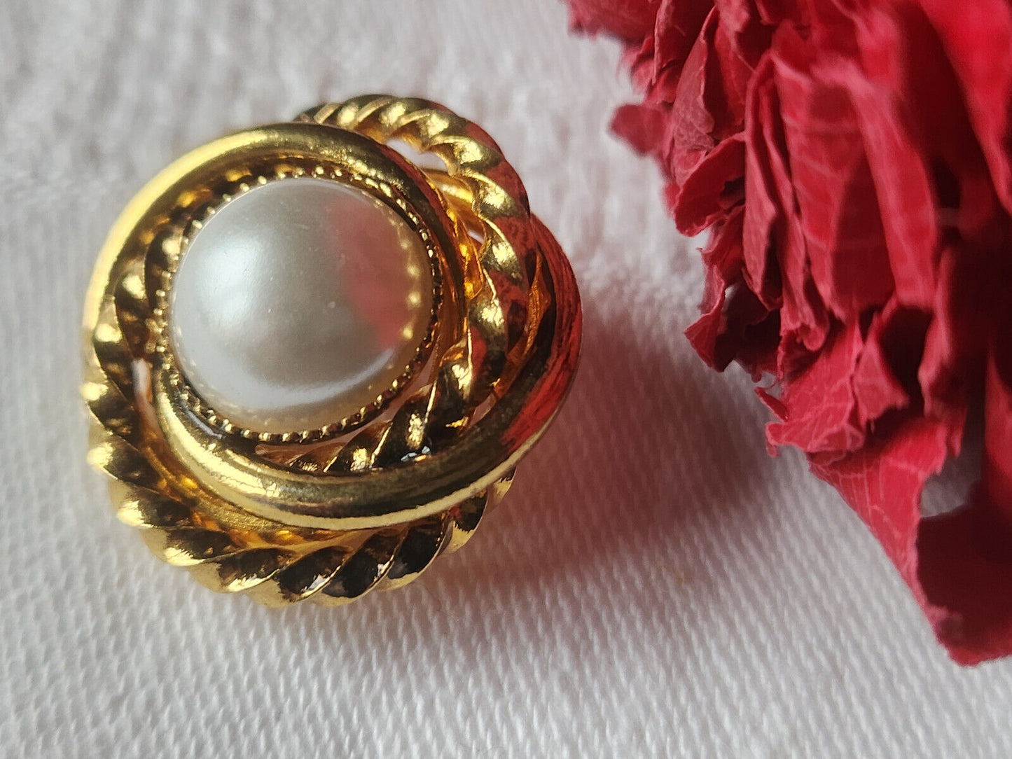 Collection bouton ancien en métal doré perlé superbe 2,5 cm D19K