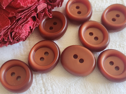 Lot 8 boutons vintage ovale marron 2,1 cm sur 1,7 cm trous ref 409