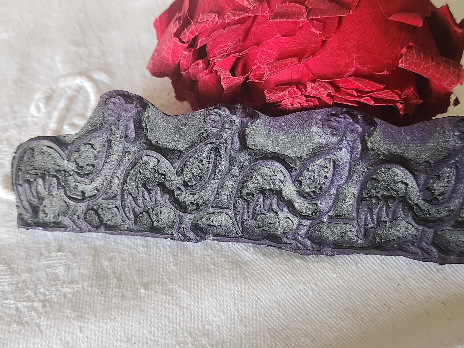 Tampon ancien sans support frise idéal broderie collection coq levé du jour n°12