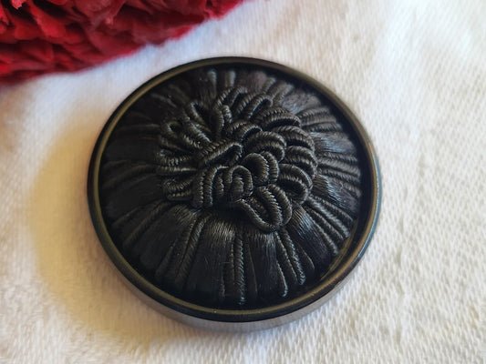 Gros bouton vintage ancien passementerie noir 34 mm ou 3,4 cm G19J