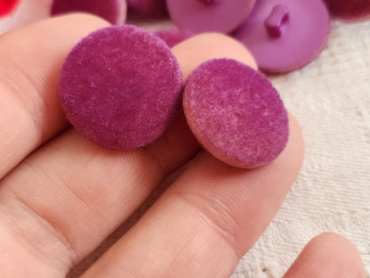 lot 12 boutons vintage violet   daim doudou tissu pied  1,9 cm 12 mm ref 6593