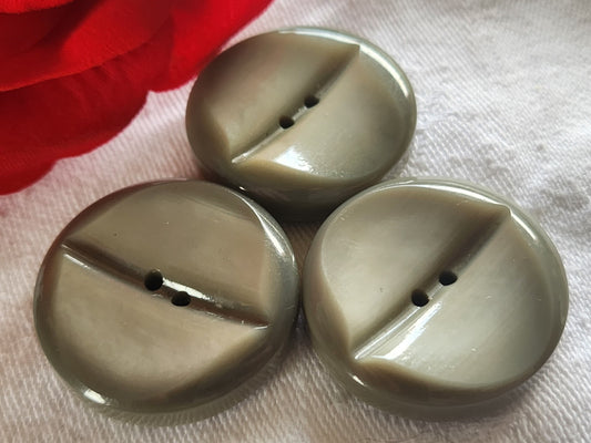 Trio gros boutons vintage gris lumineux trous  3 cm ref 2372