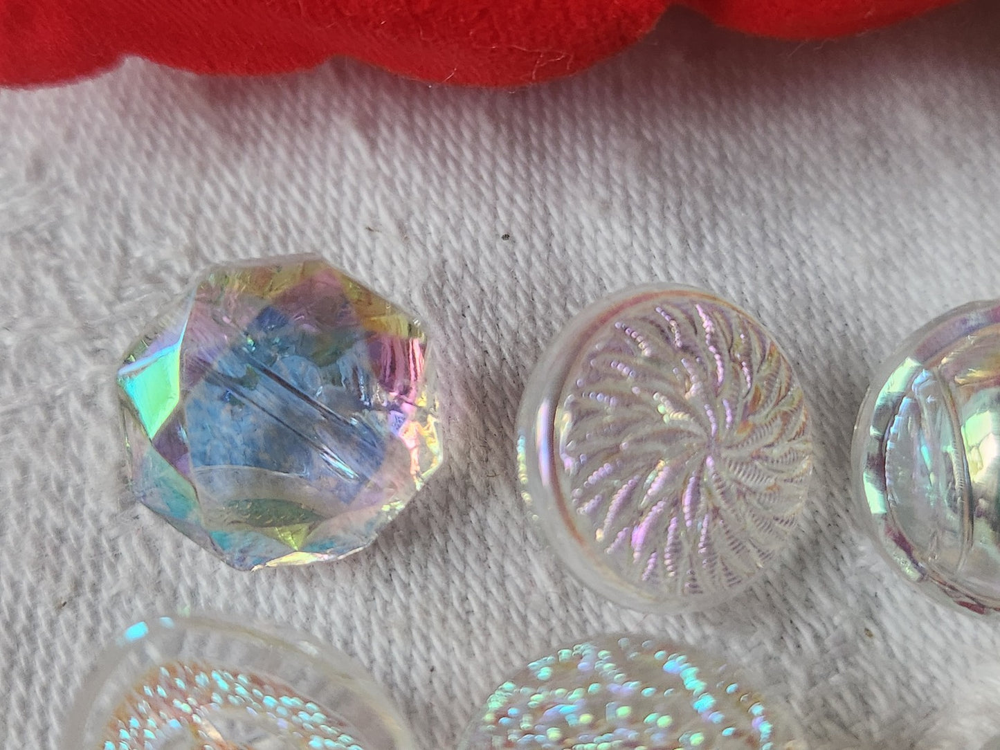 Lot 6 boutons anciens en verre mordoré rose panaché 1,2/1,3 cm ref 2109