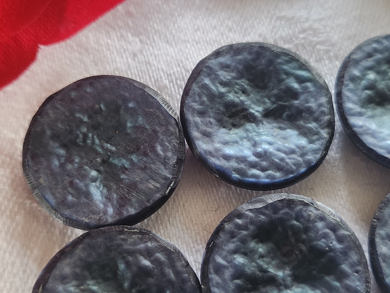 Lot 6 boutons vintage bleu à pied 2,2 cm ref 2380