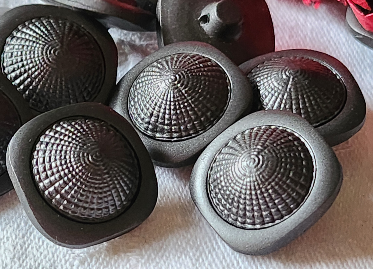 Lot 6 boutons vintage gris dole texturé pied 2 cm ref 3100