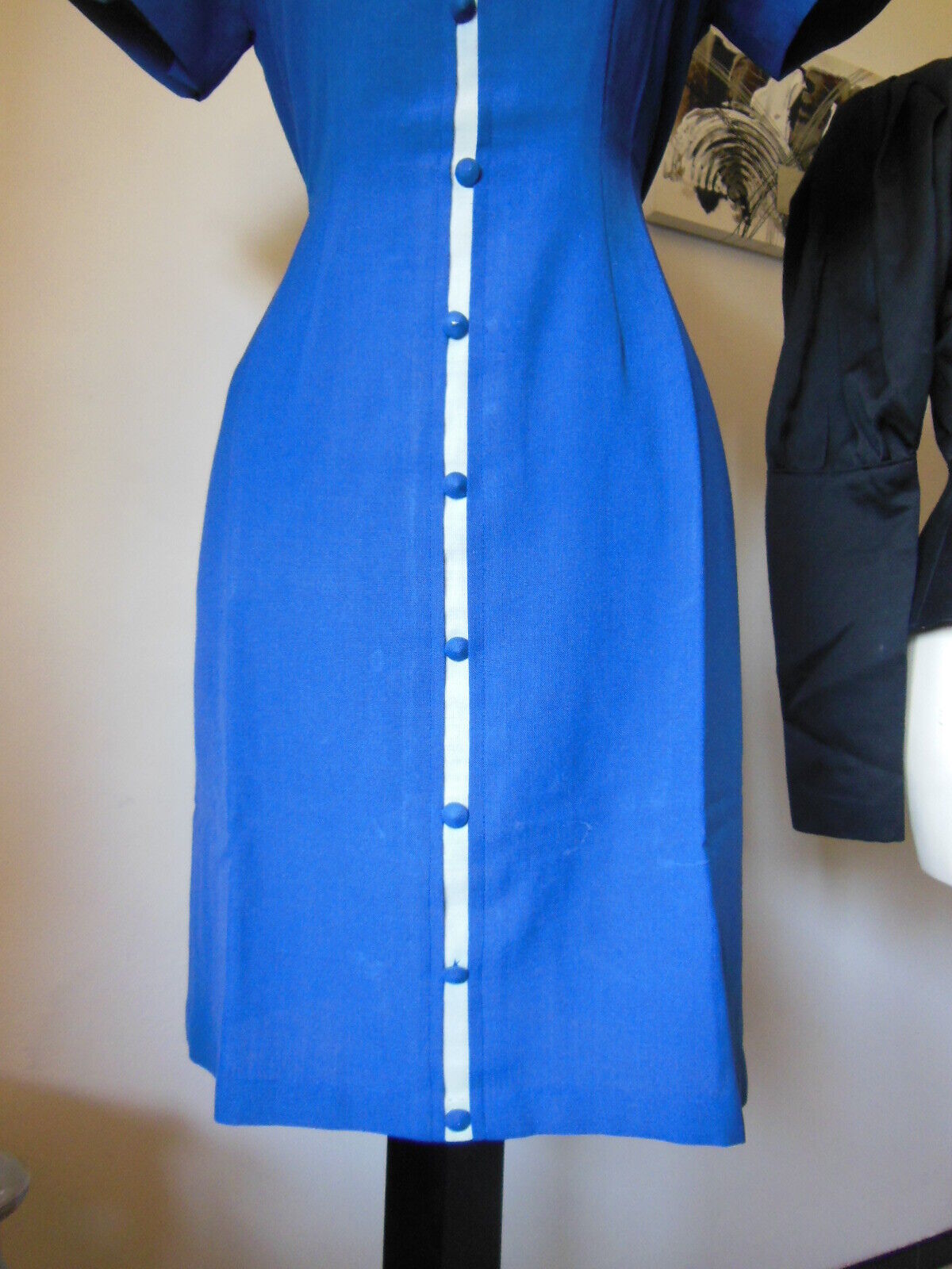 Pur vintage robe ancienne bleu forme classique cintrée 38/40 ? à nettoyer B2