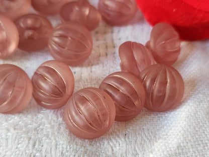 Lot 16 boutons vintage rose bord mat bombé pied 1,1 cm ref 6113