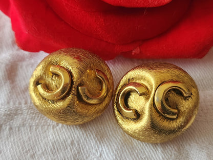 Duo boutons vintage en métal doré 2,2 cm sur 2,3 cm G12N
