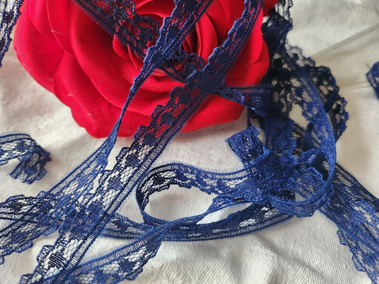 Dentelle vintage bleu synthetique 5 mètres sur 1 cm A3