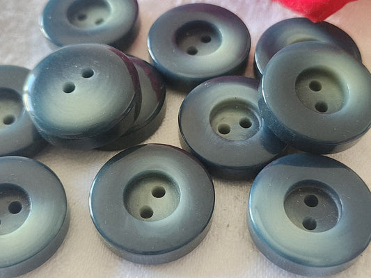 Lot 10 boutons vintage bleu effet corne épais 2,3 cm à trous ref 6133