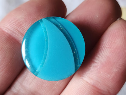 Lot 4 ravissants  boutons vintage bleu inclusion paillette pied 2,1 cm ref 1764