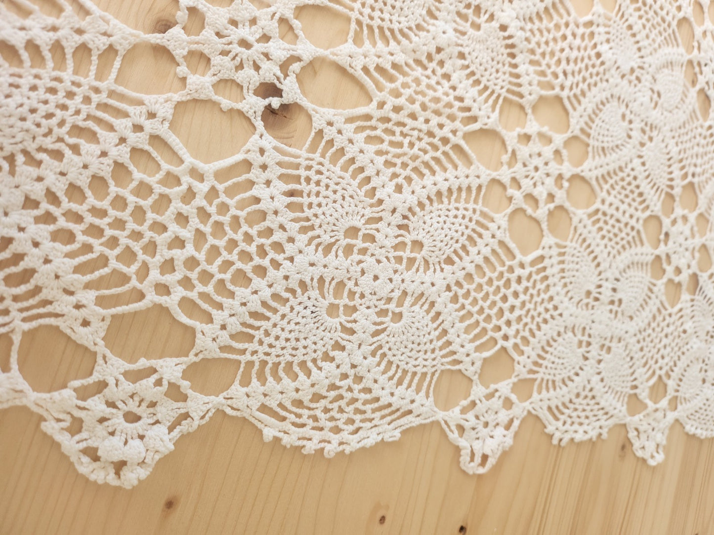 Ancienne nappe crochet blanc dessus de lit rideau 220 sur 145 cm B7