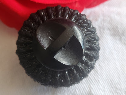 Ancien gros bouton en passementerie noir gros 3,1  cm noir ref 2876