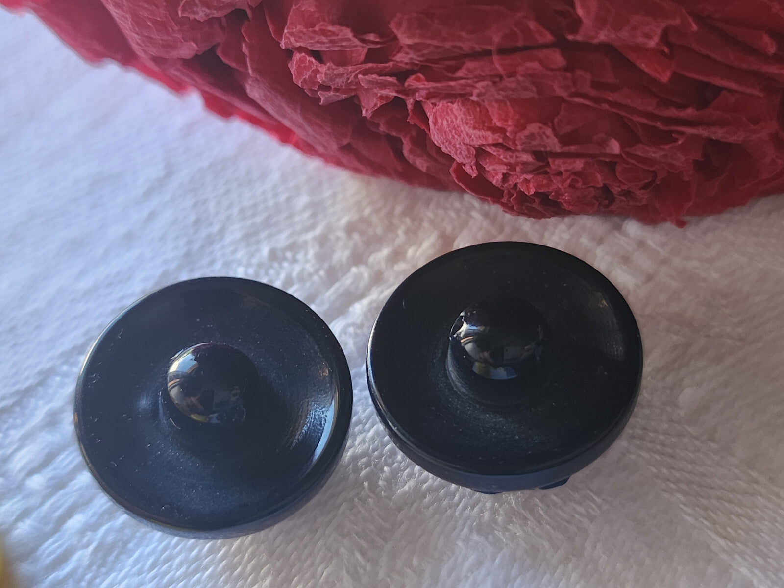 Duo boutons vintage parurier collection resine strass fleur bleu 1,8 cm G7B