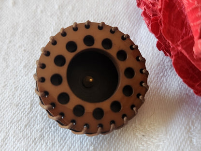 Original gros bouton ancien fil cousu marron 2,7 cm G15o