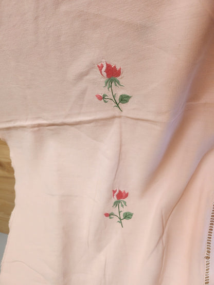 Monogramme ancien HK retour de drap rose brodée jour B7