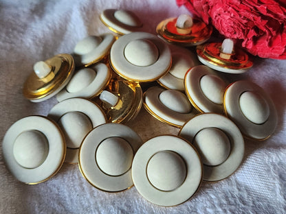 Lot 6 boutons vintage gris veiné mat à pied metal doré 2,2  cm ref 1478