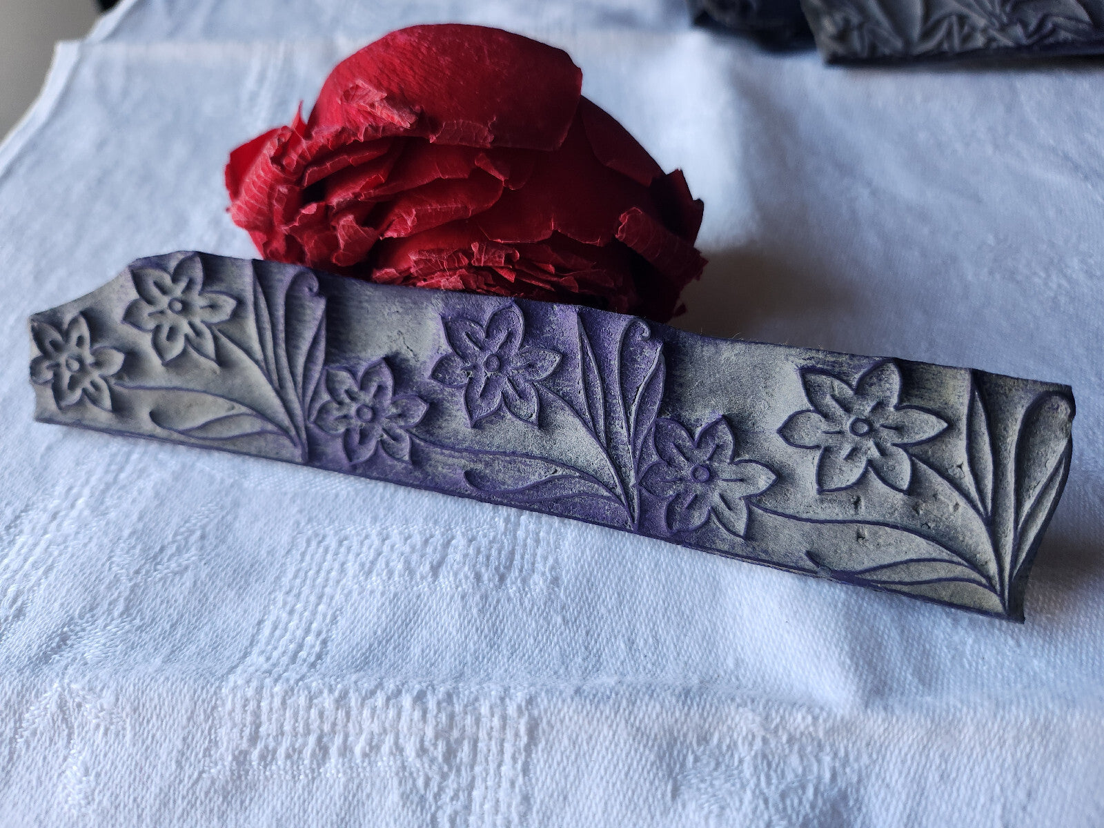 Tampon ancien sans support frise broderie collection fleur des champs  n°30