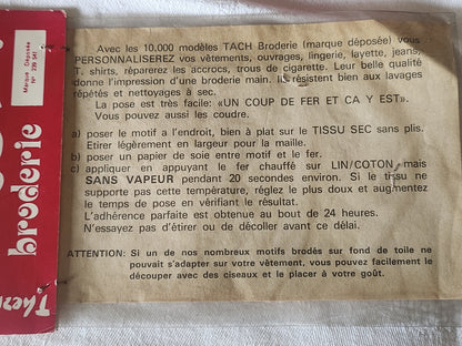 Ancien patch vintage thermocollant "rose" broderie customisation 