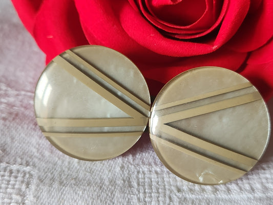 Boucle de ceinture ancienne vintage marron en deux parties