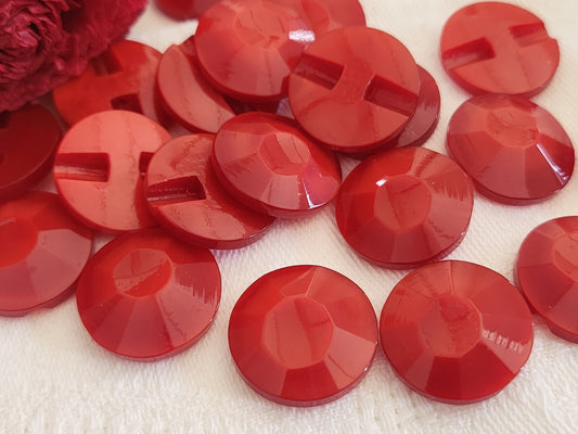Lot 9 boutons vintage rouge lumineux facette pied 1,7 cm ref 281