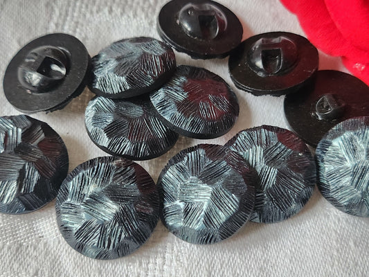 Lot 6 boutons vintage gris noir pied texturé 2,2 cm ref 2339