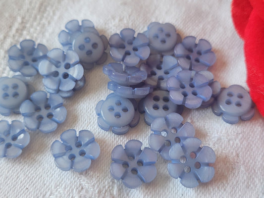 Lot 20 boutons vintage petits marguerite bleu 1,2 cm mini trou ref 1602