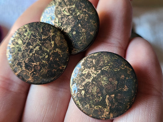 Lot 6 boutons vintage marron doré hyper léger à pied  2,5 cm ref 3544