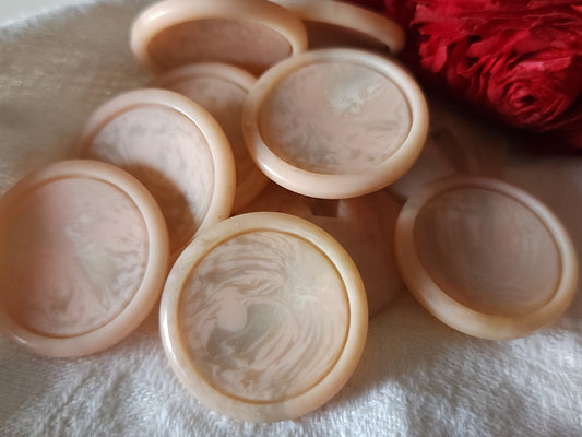 Lot 6 superbes boutons vintage rose veiné gris à pied  2,6  cm  ref 6010
