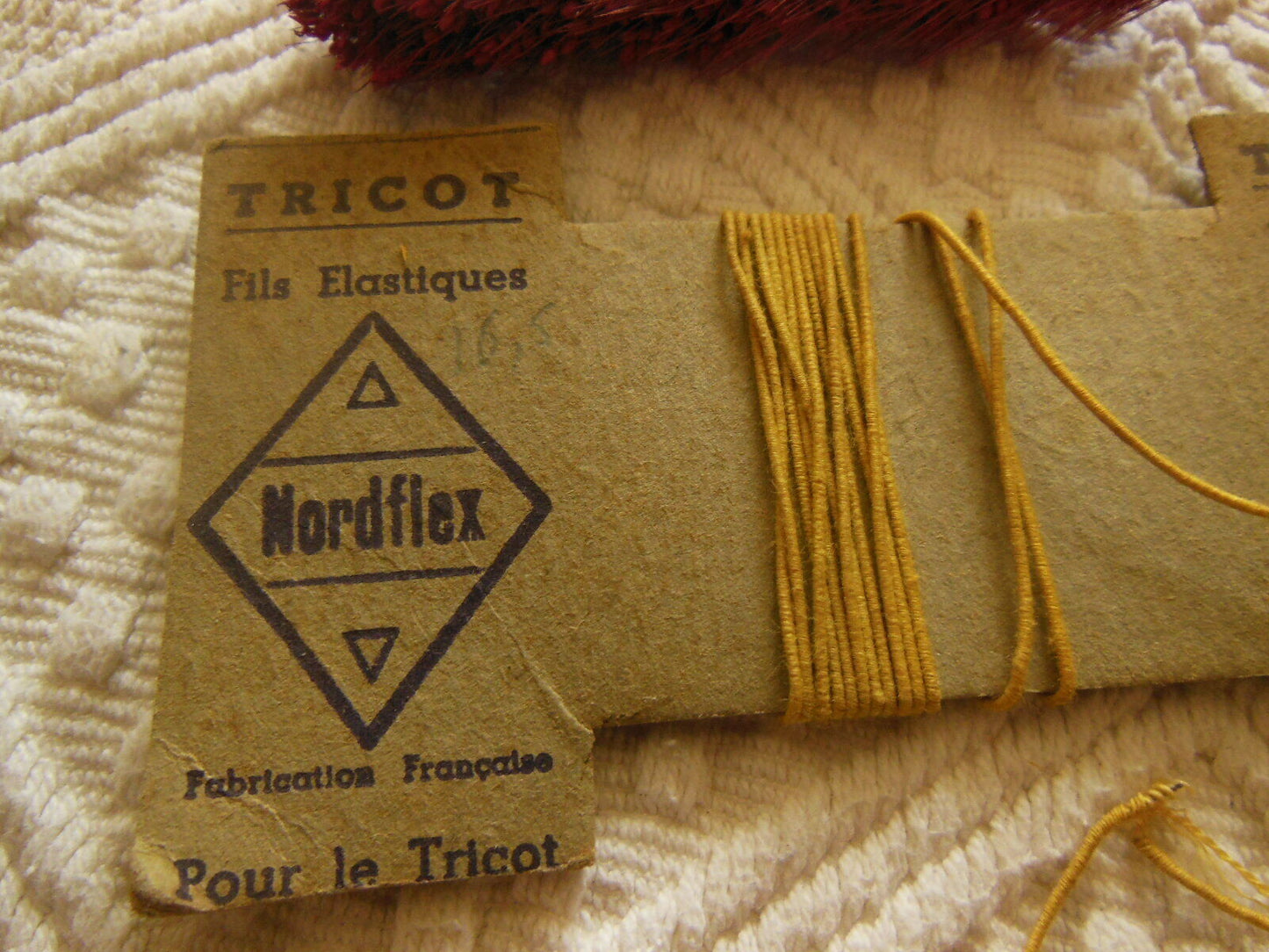 Collection mercerie ancienne carte fil nordflex tricot jaune T2-2