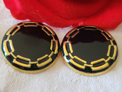 Duo gros boutons vintage en métal bleu quasi noir  trés leger 2,9 cm ref 3856
