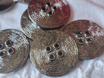 lot 8 gros boutons vintage en métal argenté trous 2,8 cm ref 2308