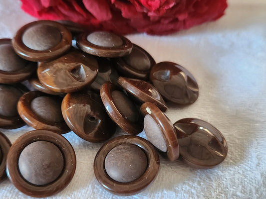 Lot 11 petits boutons vintage marron pied 1,5 cm ref 2388