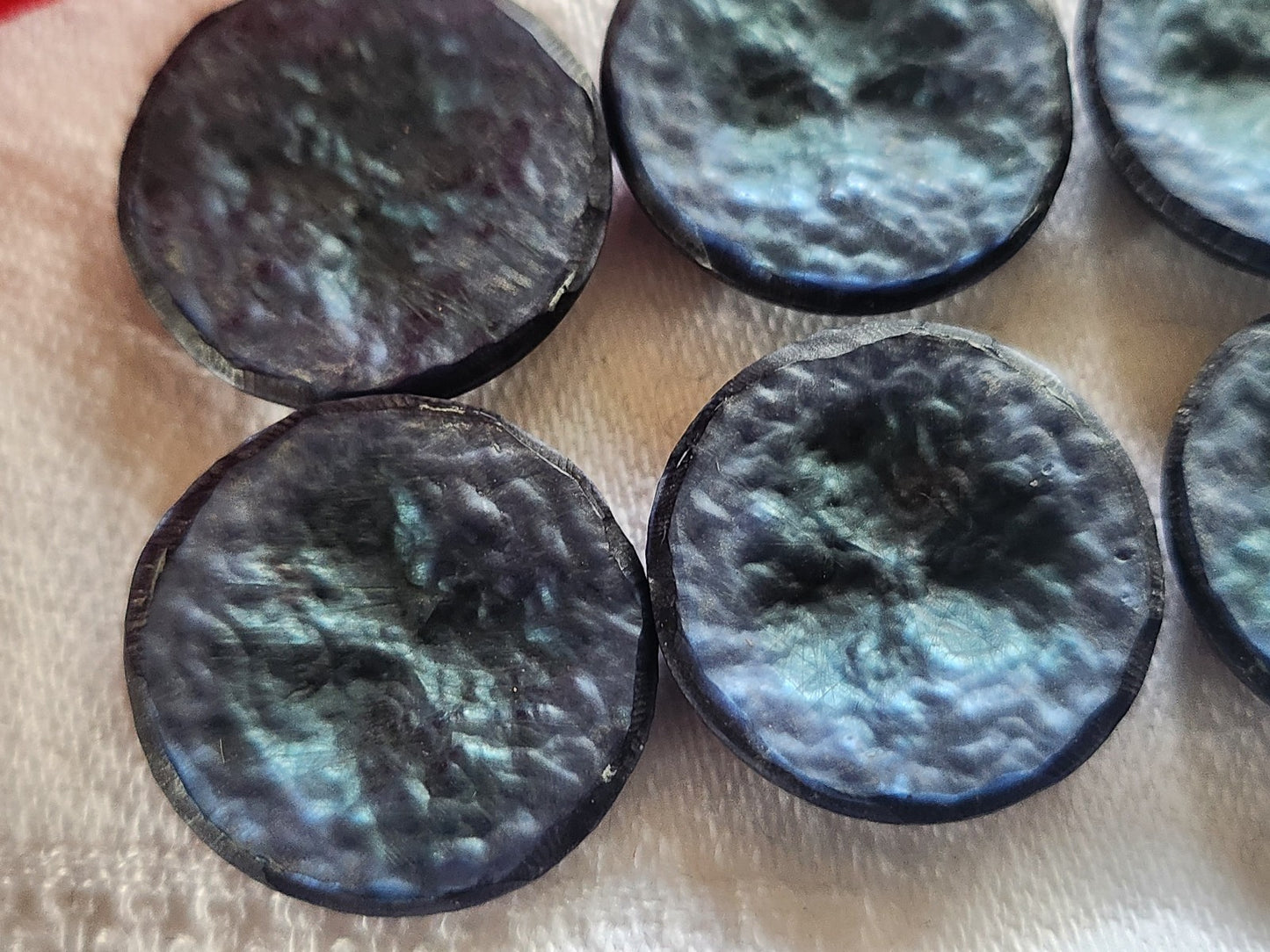 Lot 6 boutons vintage bleu à pied 2,2 cm ref 2380