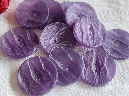 Lot 10 boutons vintage violet texturé 2,2 cm  à trous ref 1219