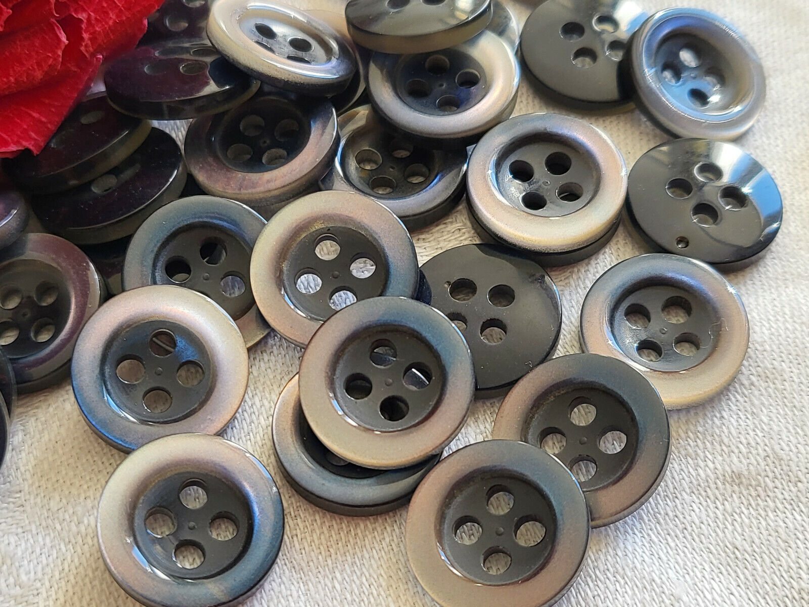 Lot 17 petits boutons vintage gris mordoré bleu rosé petits 1,4 cm ref 3253