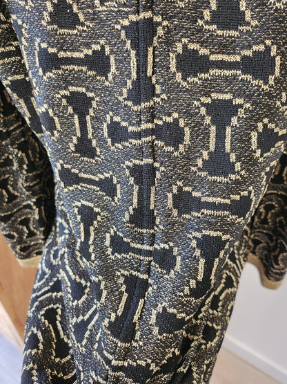 Pur vintage robe pull  manche patte d'eph noir doré  ref portant
