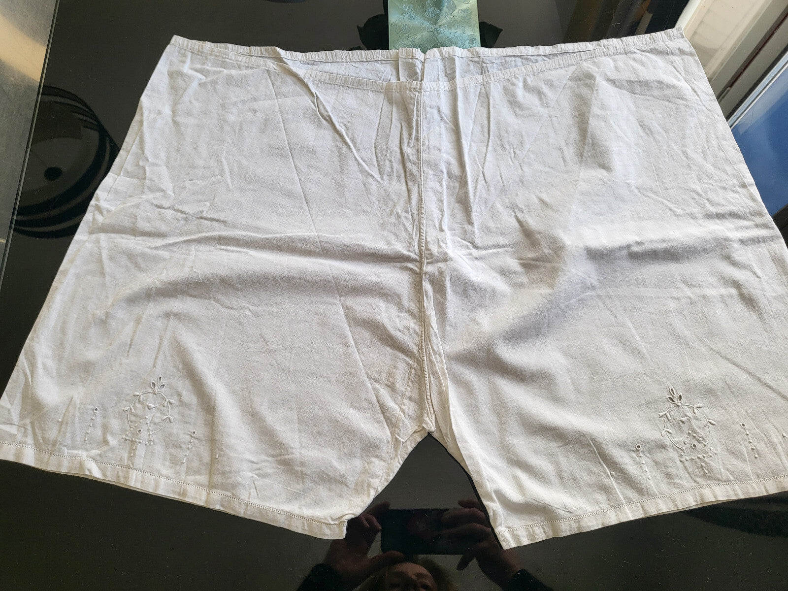 Ancienne culotte short nuit  panty broderie cordon à mettre   B1