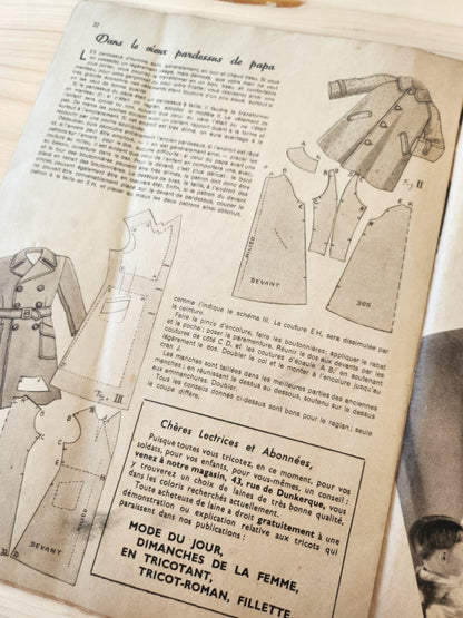 Mode du jour 1939 n°971 deux tissus c chic  robes garnies de tricot