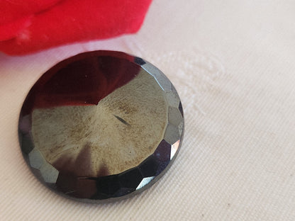 Gros bouton ancien en verre facette anthracite vintage 2,6 cm ou 26 mm G4H
