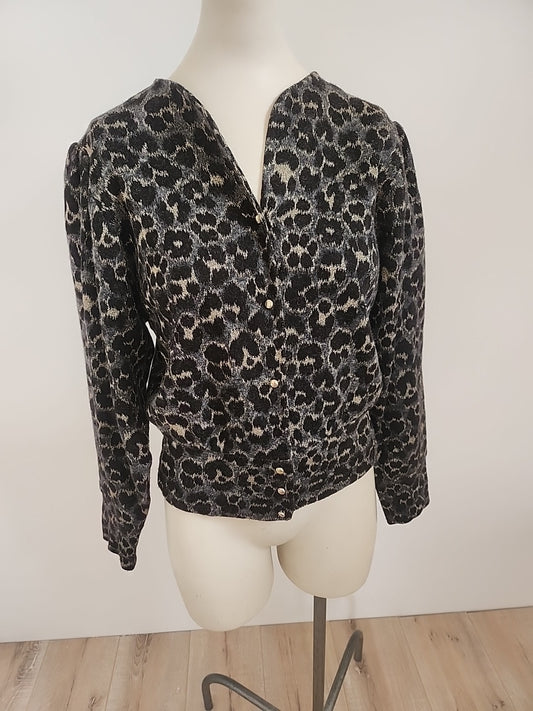 Pur vintage gilet tacheté noir gris or manche large taille 38 ref portant